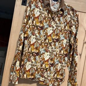 Western horse cowboy shirt, size M